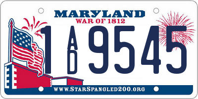 MD license plate 1AD9545