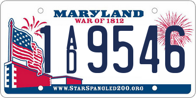 MD license plate 1AD9546