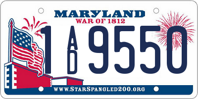 MD license plate 1AD9550
