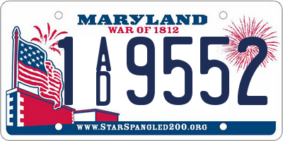 MD license plate 1AD9552