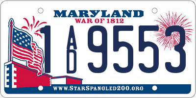 MD license plate 1AD9553