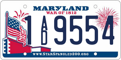 MD license plate 1AD9554