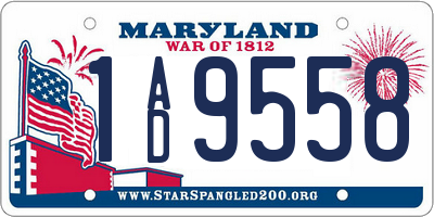 MD license plate 1AD9558