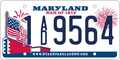 MD license plate 1AD9564