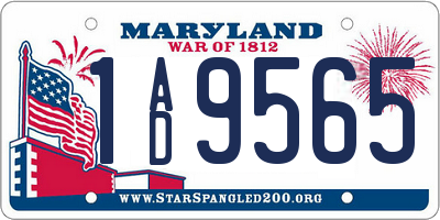 MD license plate 1AD9565