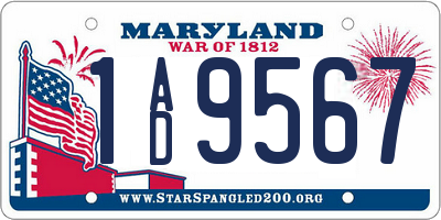 MD license plate 1AD9567