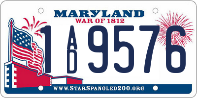 MD license plate 1AD9576