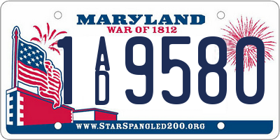 MD license plate 1AD9580