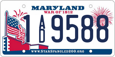 MD license plate 1AD9588