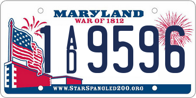 MD license plate 1AD9596