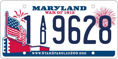 MD license plate 1AD9628