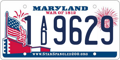 MD license plate 1AD9629