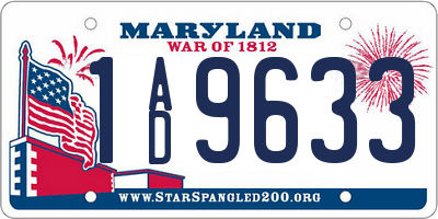 MD license plate 1AD9633