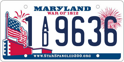 MD license plate 1AD9636