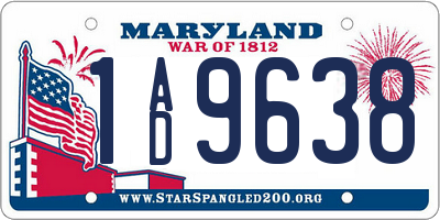 MD license plate 1AD9638