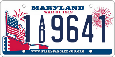 MD license plate 1AD9641