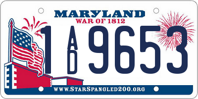 MD license plate 1AD9653