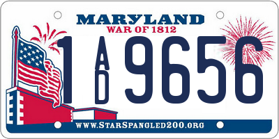 MD license plate 1AD9656