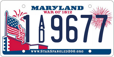 MD license plate 1AD9677