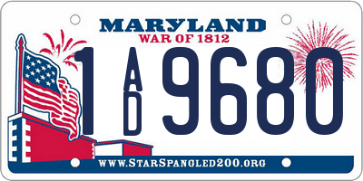 MD license plate 1AD9680