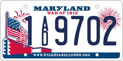 MD license plate 1AD9702