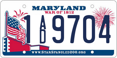 MD license plate 1AD9704