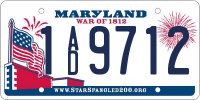 MD license plate 1AD9712