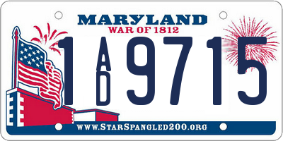 MD license plate 1AD9715