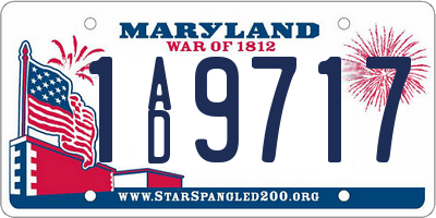 MD license plate 1AD9717