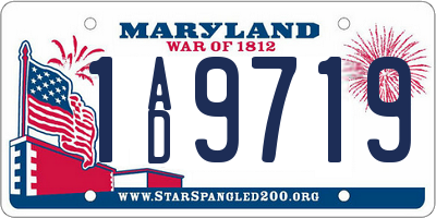 MD license plate 1AD9719