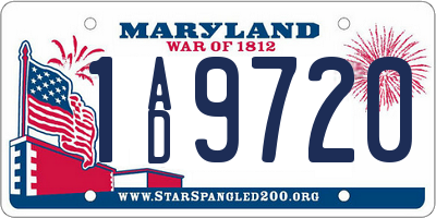MD license plate 1AD9720
