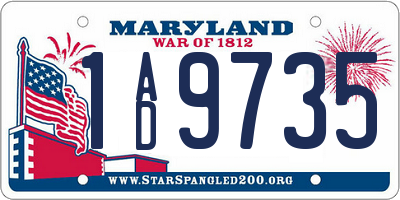 MD license plate 1AD9735