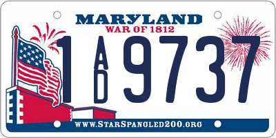 MD license plate 1AD9737