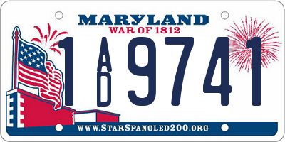 MD license plate 1AD9741