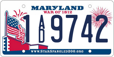 MD license plate 1AD9742