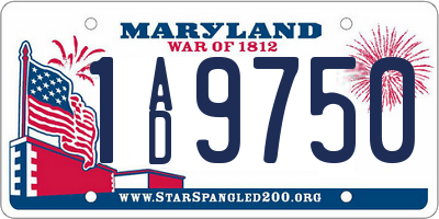 MD license plate 1AD9750