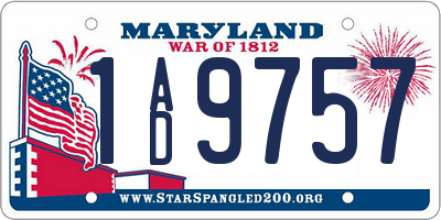 MD license plate 1AD9757