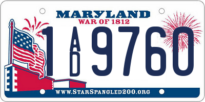 MD license plate 1AD9760