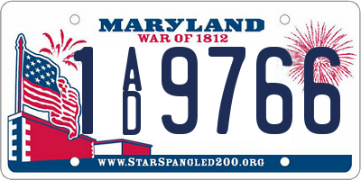 MD license plate 1AD9766
