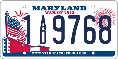 MD license plate 1AD9768