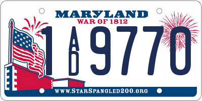 MD license plate 1AD9770