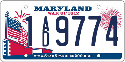 MD license plate 1AD9774