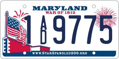 MD license plate 1AD9775