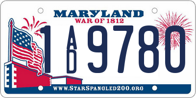 MD license plate 1AD9780