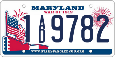 MD license plate 1AD9782