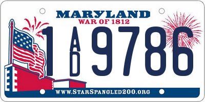 MD license plate 1AD9786