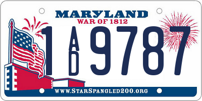 MD license plate 1AD9787