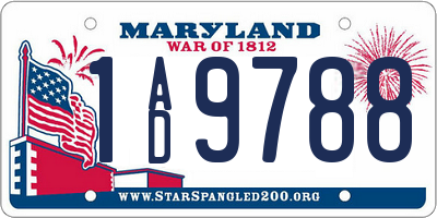 MD license plate 1AD9788