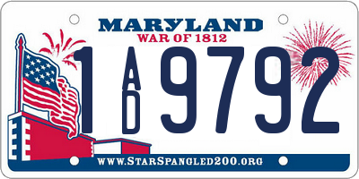 MD license plate 1AD9792