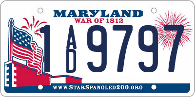 MD license plate 1AD9797
